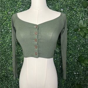 Olive Green Ribbed Crop Top
